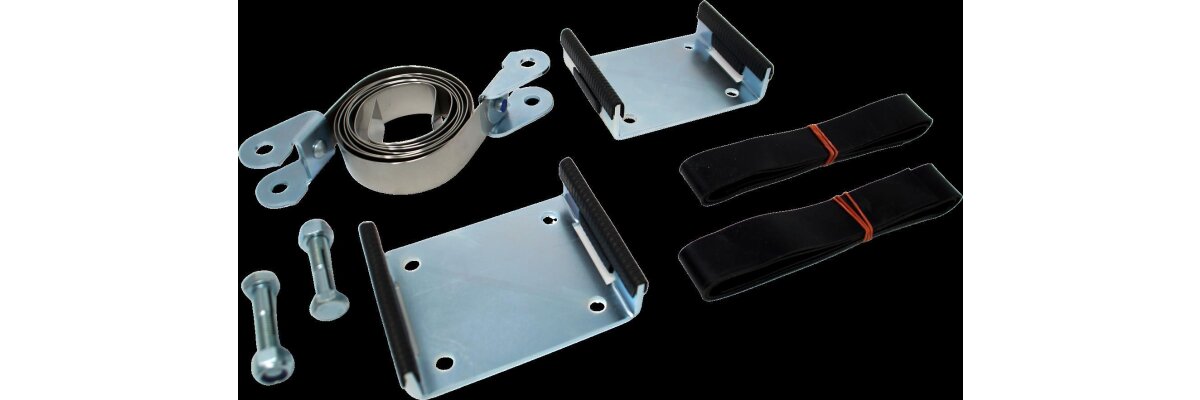 Undercarriage bracket and fastening straps for cylindrical gas tanks Ø 200-240 mm