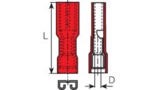 Réceptacle pour câble dépaisseur 0.5-1.0 mm² - largeur 2.8mm - isolé polyamide 6.6 - rouge