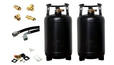 CAMPKO 2x refillable steel gas cylinder 30L with 80%...