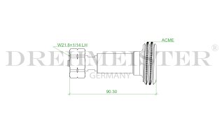 DREHMEISTER ACME LPG Adapter, Gasflaschen Adapter W21,8x1/14&quot; LH - 92mm