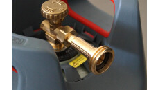 Adaptador de boquilla de suministro ACME con niple para llenar cilindros de gas con rosca izquierda W21,8
