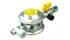 GOK low pressure regulator 30 mbar 1,5 kg/h 90° 8 mm incl. test valve