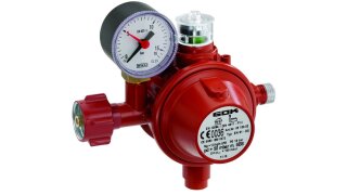 GOK low pressure regulator EN61-DS 1,5 kg/h 50 mbar incl. manometer and hose rupture protection