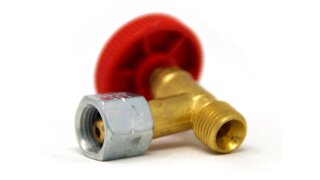 Gas Regulierventil 90� G 1/4 LH-�M x G 1/4 LH-KN